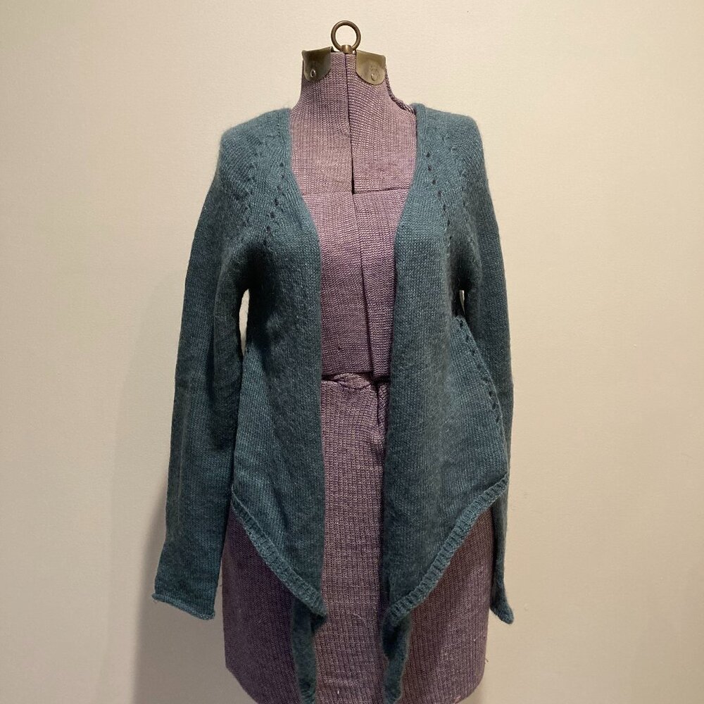 Y2k Vintage Mohair Turquoise Ballet Tie Sweater - Picture 3 of 9